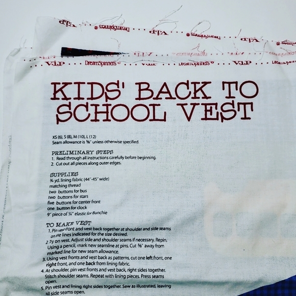 Kid's back to school vest fabric panel - Picture 2 of 5